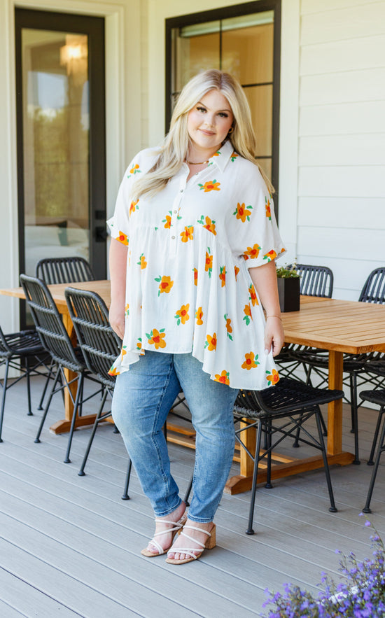 Blissed Out Button Up Babydoll Tunic - Jodfil