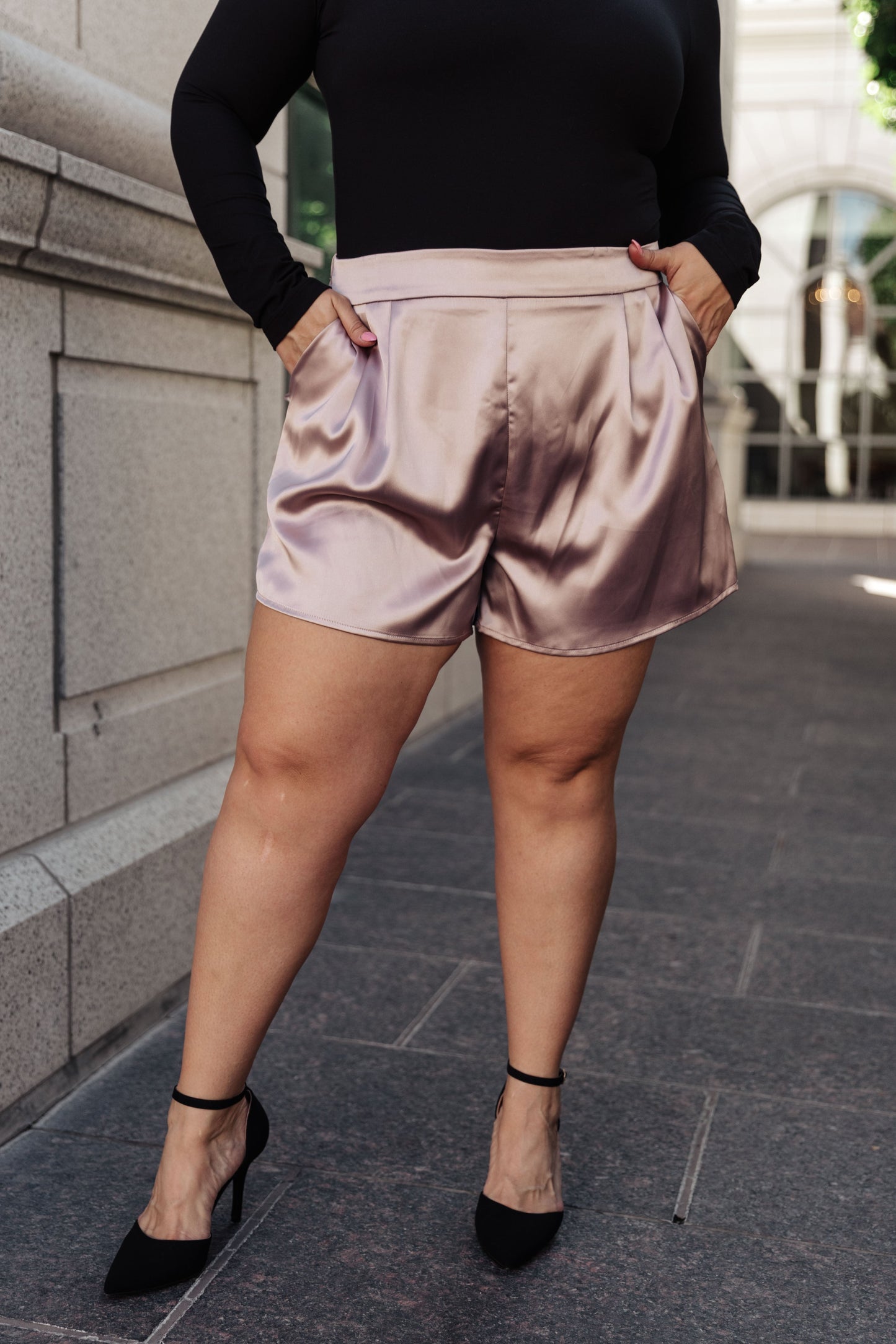 Champagne and Roses Satin Shorts - EE Some