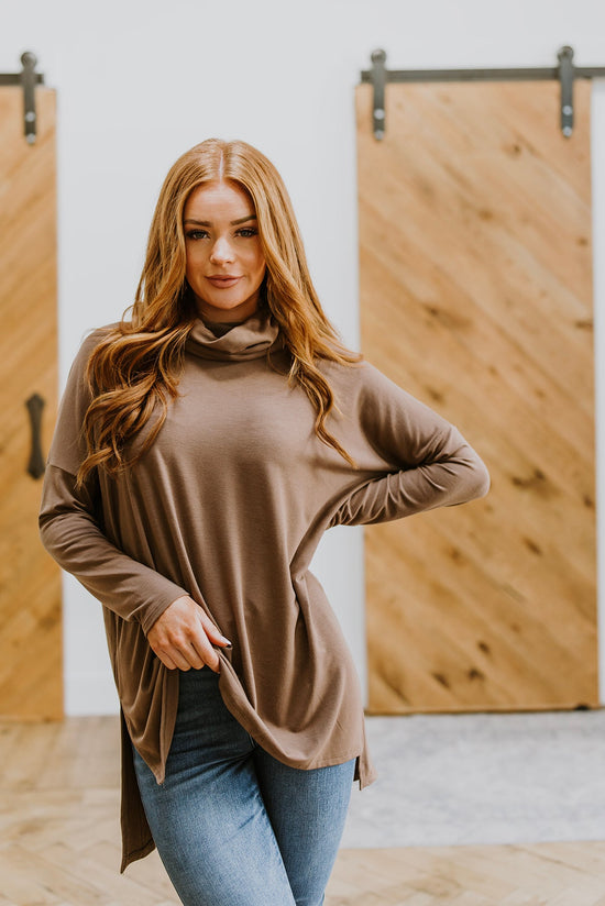 Comfort First Cowl Neck Hi-Low Long Sleeve