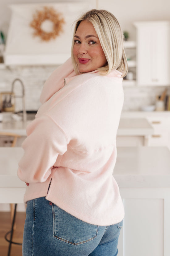 Cozy Moment 1/2 Zip Pullover in Blush - Haptics