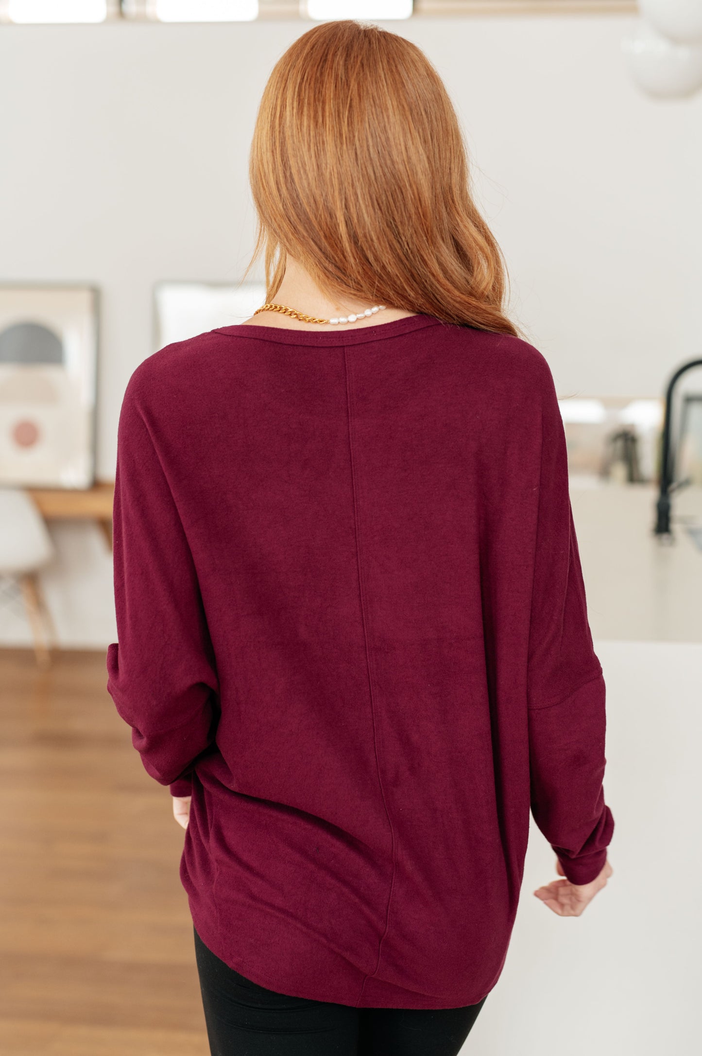 Drive Downtown Dolman Sleeve Top in Wine - Very J