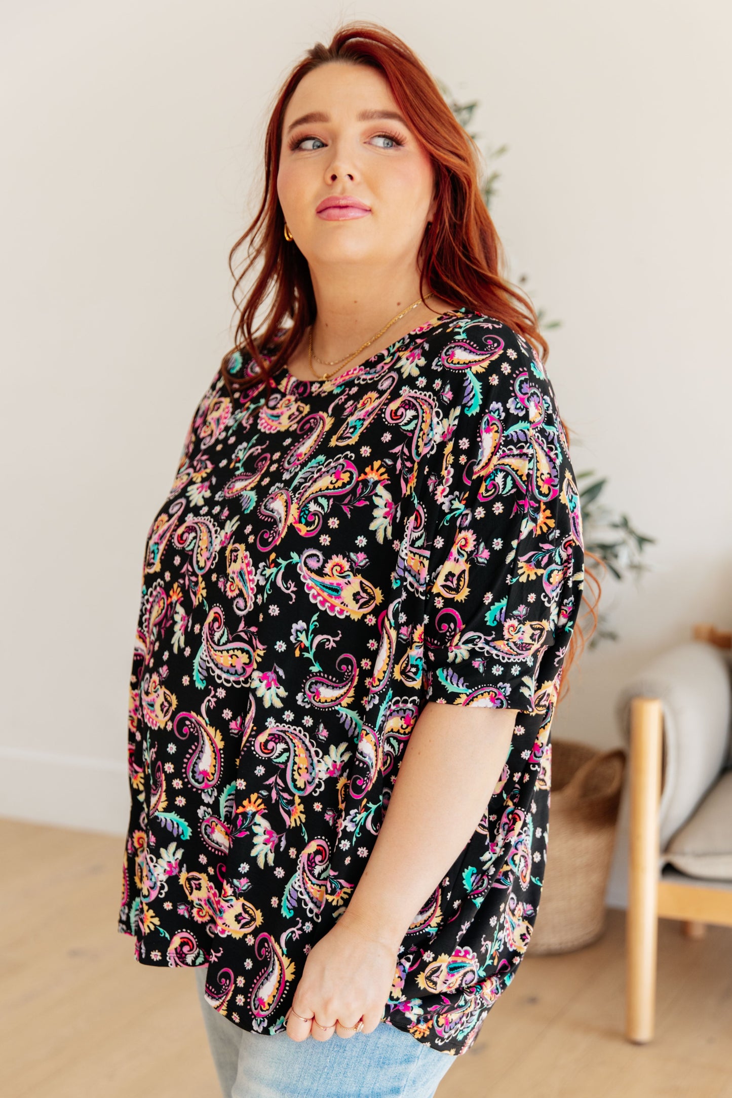 Essential Blouse in Black and Pink Paisley - Dear Scarlett