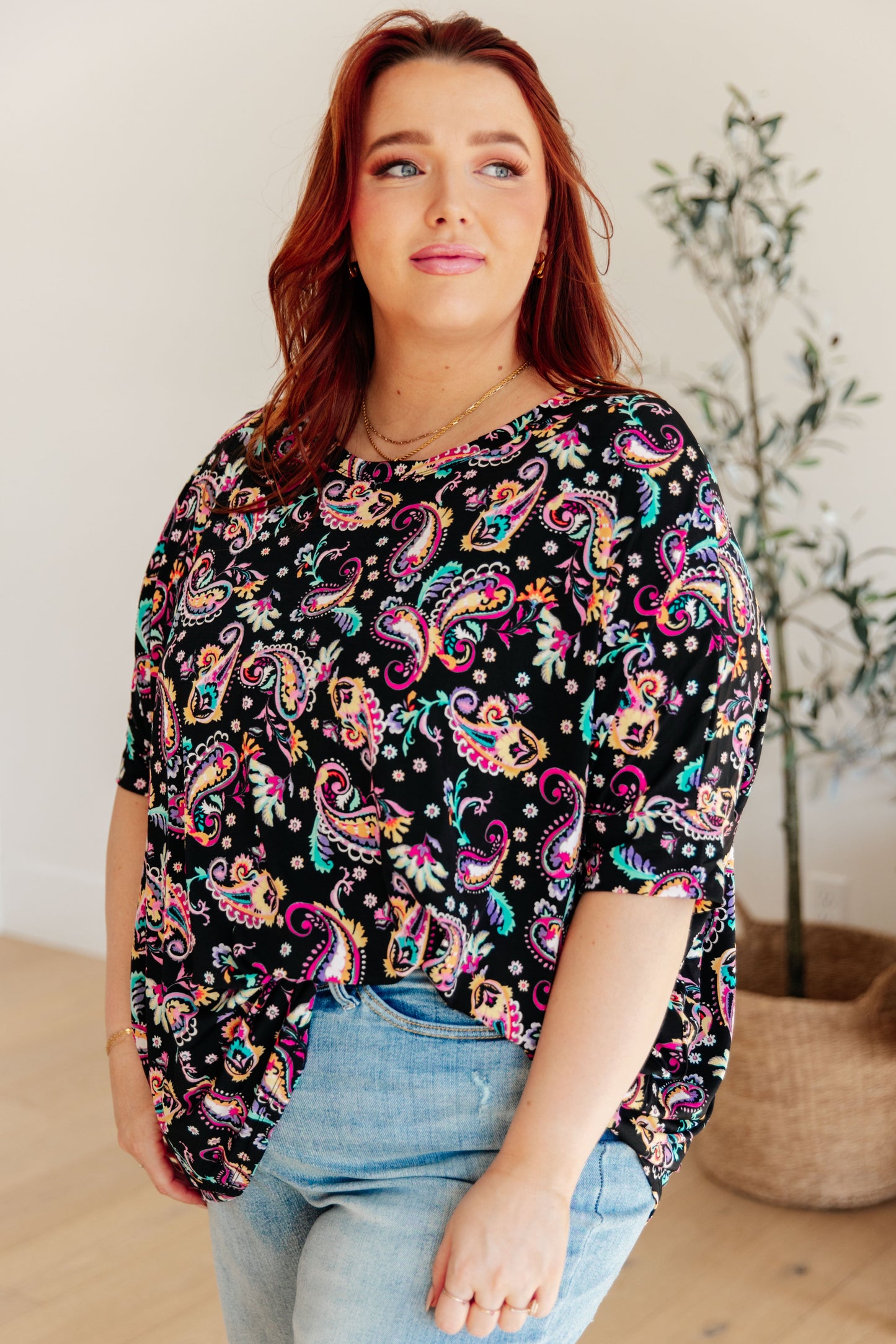 Essential Blouse in Black and Pink Paisley - Dear Scarlett