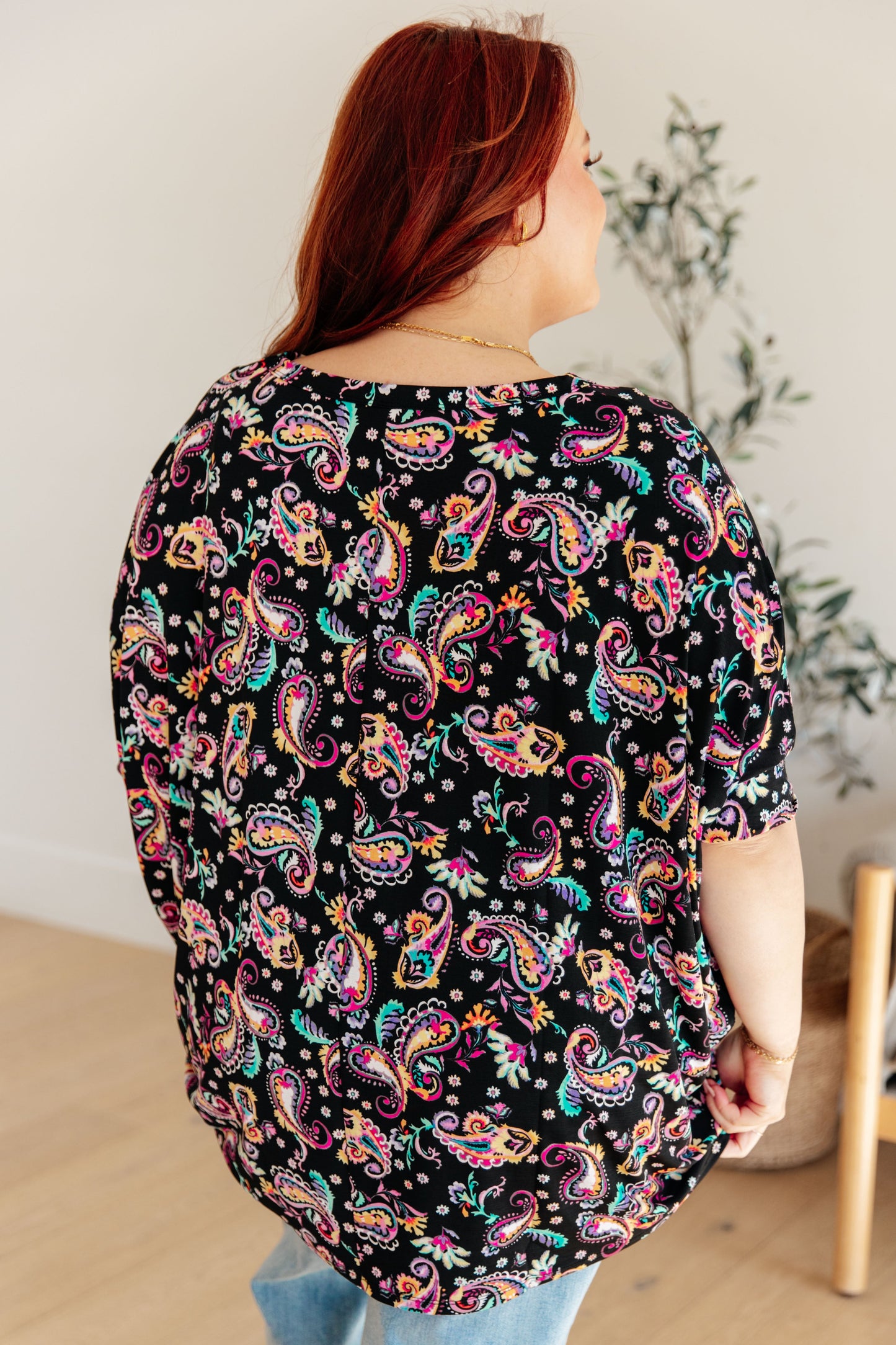 Essential Blouse in Black and Pink Paisley - Dear Scarlett