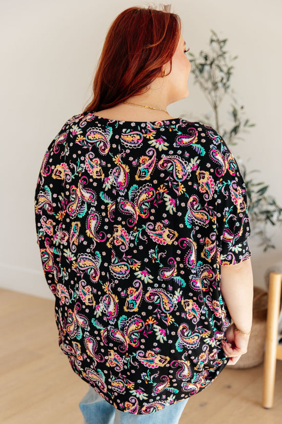 Essential Blouse in Black and Pink Paisley - Dear Scarlett