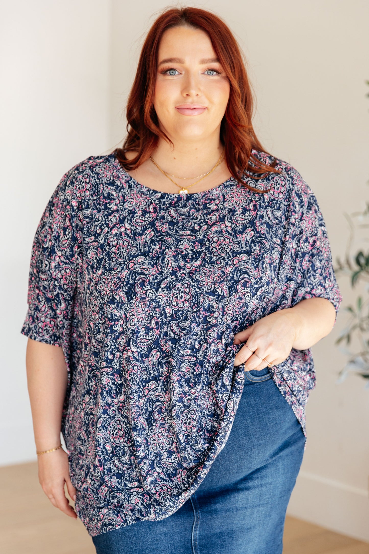 Essential Blouse in Navy Paisley - Dear Scarlett