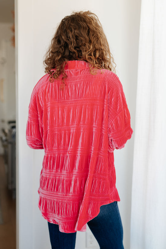 Feeling Fuchsia Velvet Button Down - White Birch