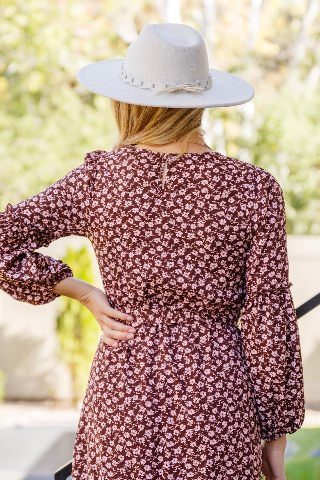 Flow With The Times Floral Midi Dress In Brown - Hayden