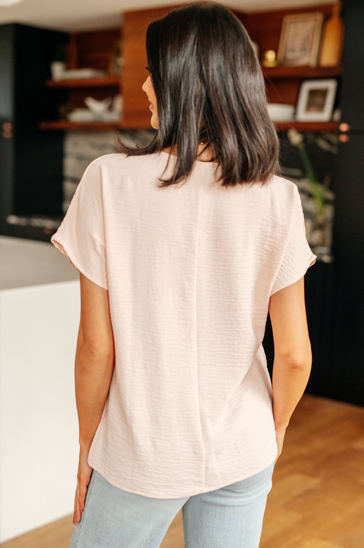 Frequently Asked Questions V-Neck Top in Blush - One Eleven North