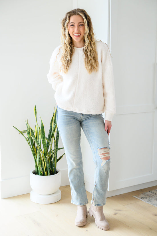 Fuzzy Cuddles Sweater in Off White