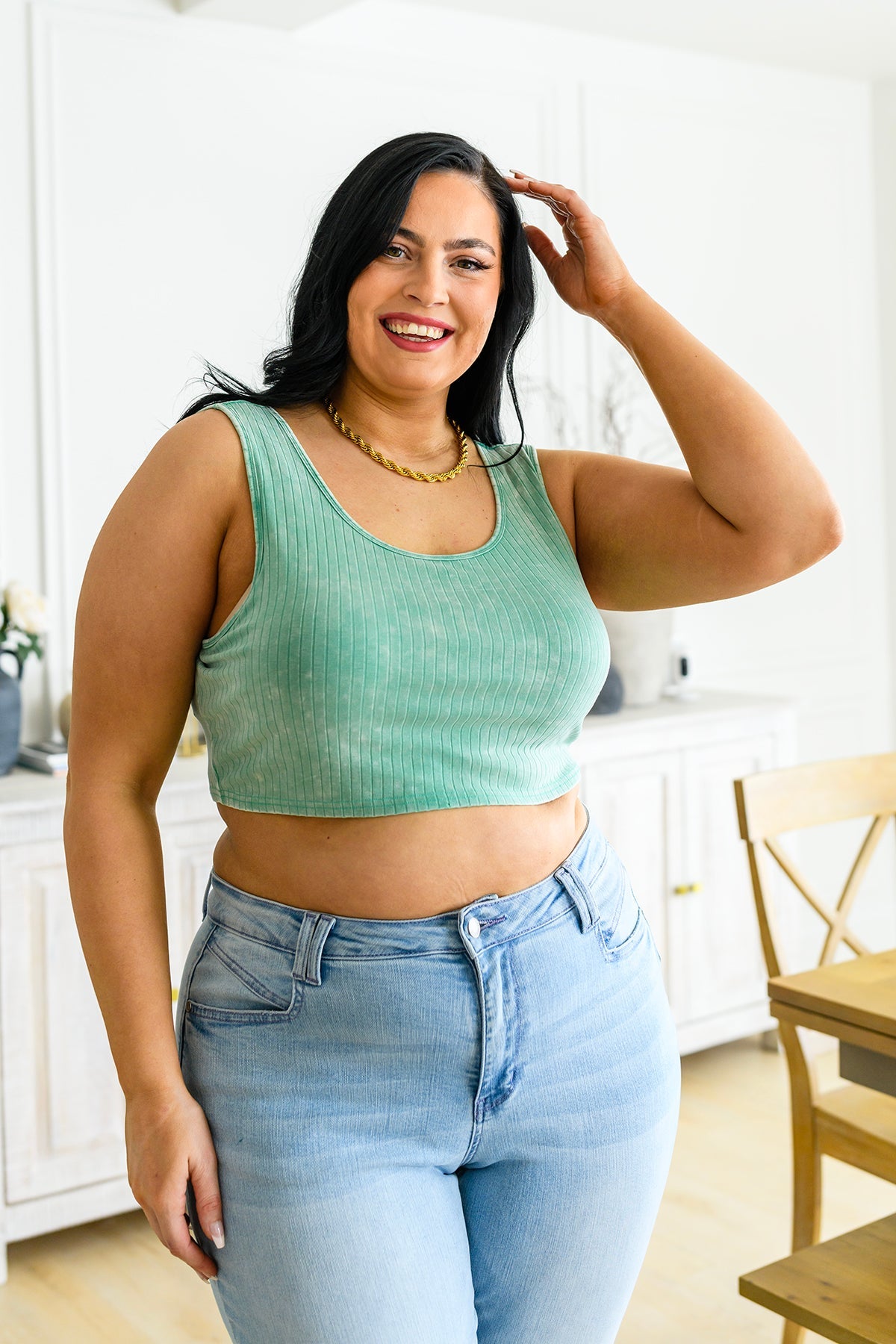 Get On My Level Cropped Cami in Mint - White Birch