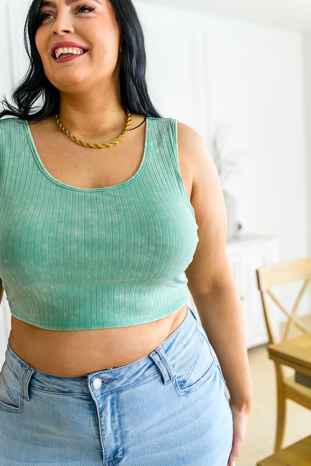 Get On My Level Cropped Cami in Mint - White Birch