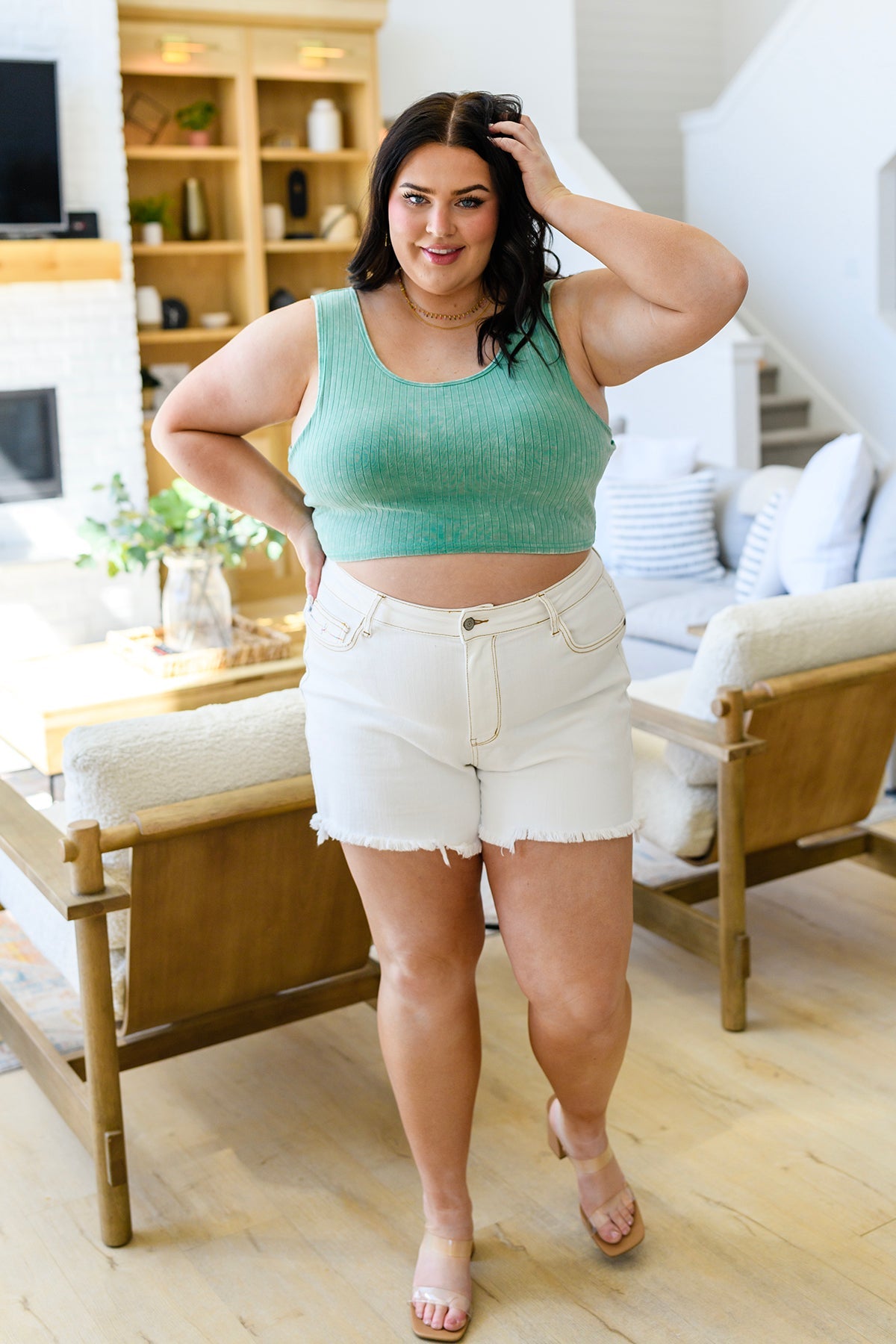 Get On My Level Cropped Cami in Mint - White Birch