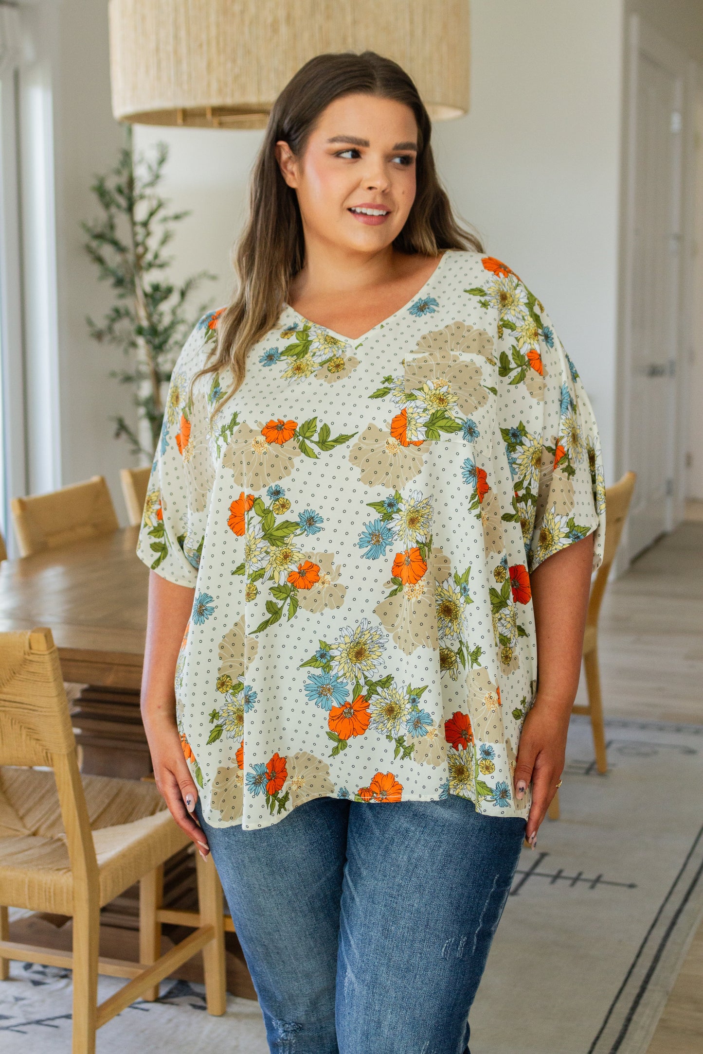 Good Morning Floral V-Neck Blouse - Jodifl