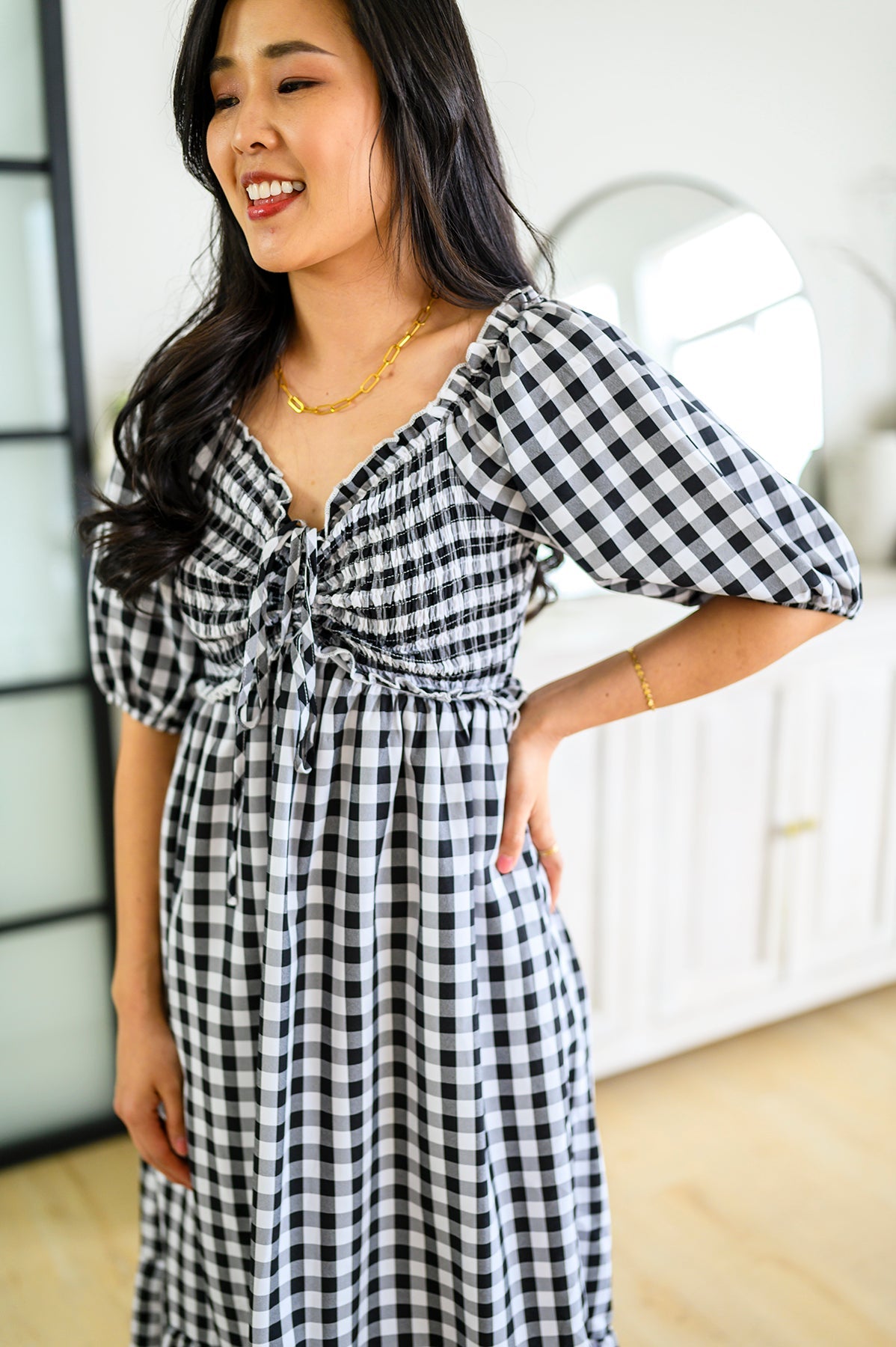 Greenville Gingham Midi Dress - Andree by Unit