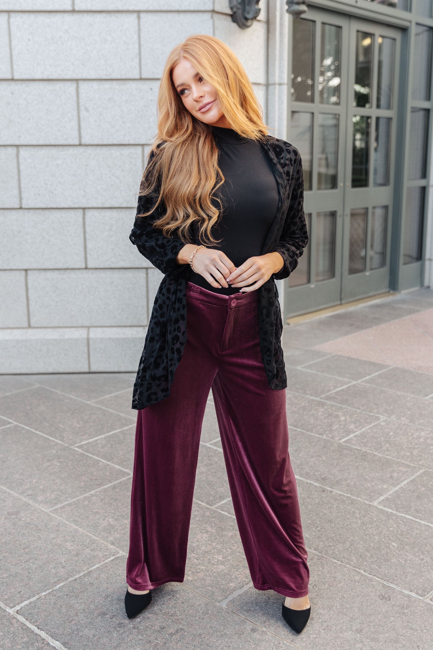 High Society Velvet Wide Leg Trousers - Bibi