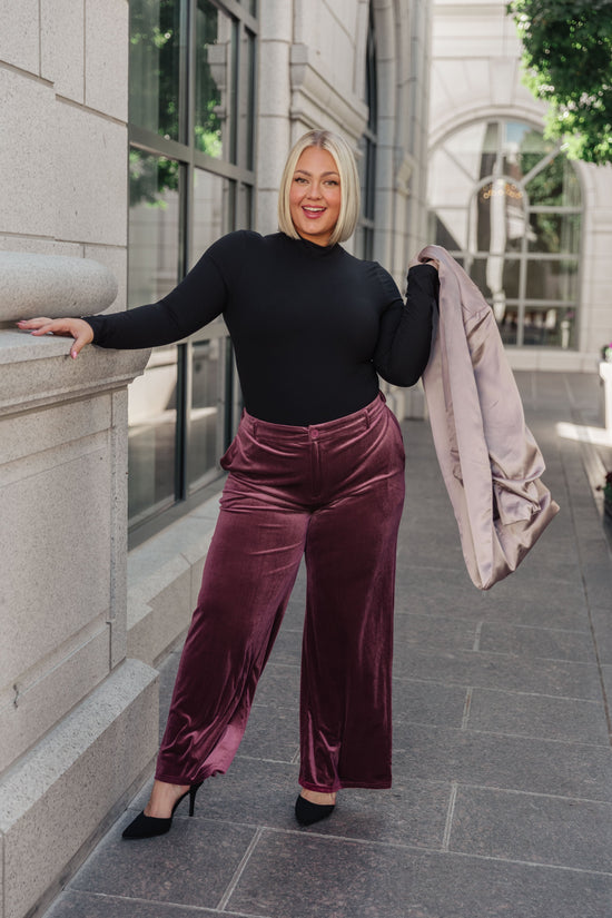 High Society Velvet Wide Leg Trousers - Bibi