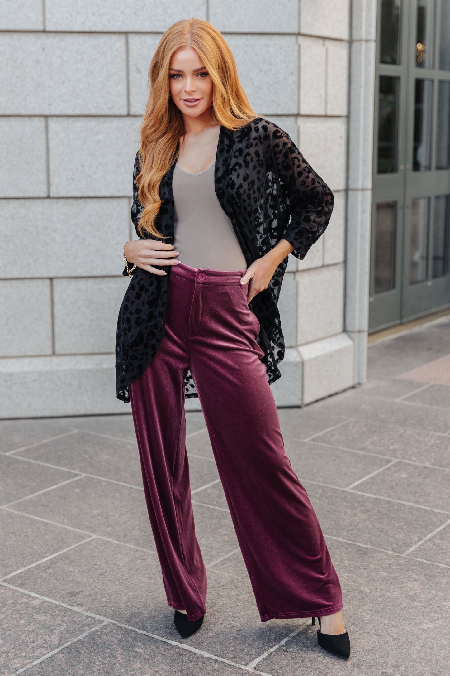 High Society Velvet Wide Leg Trousers - Bibi