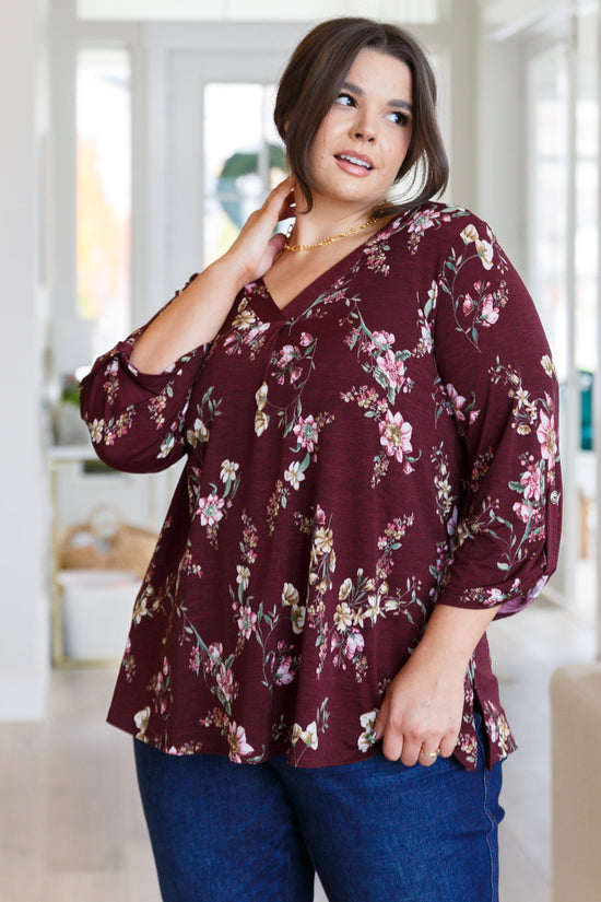 Hometown Classic Top in Wine Floral - Dear Scarlett