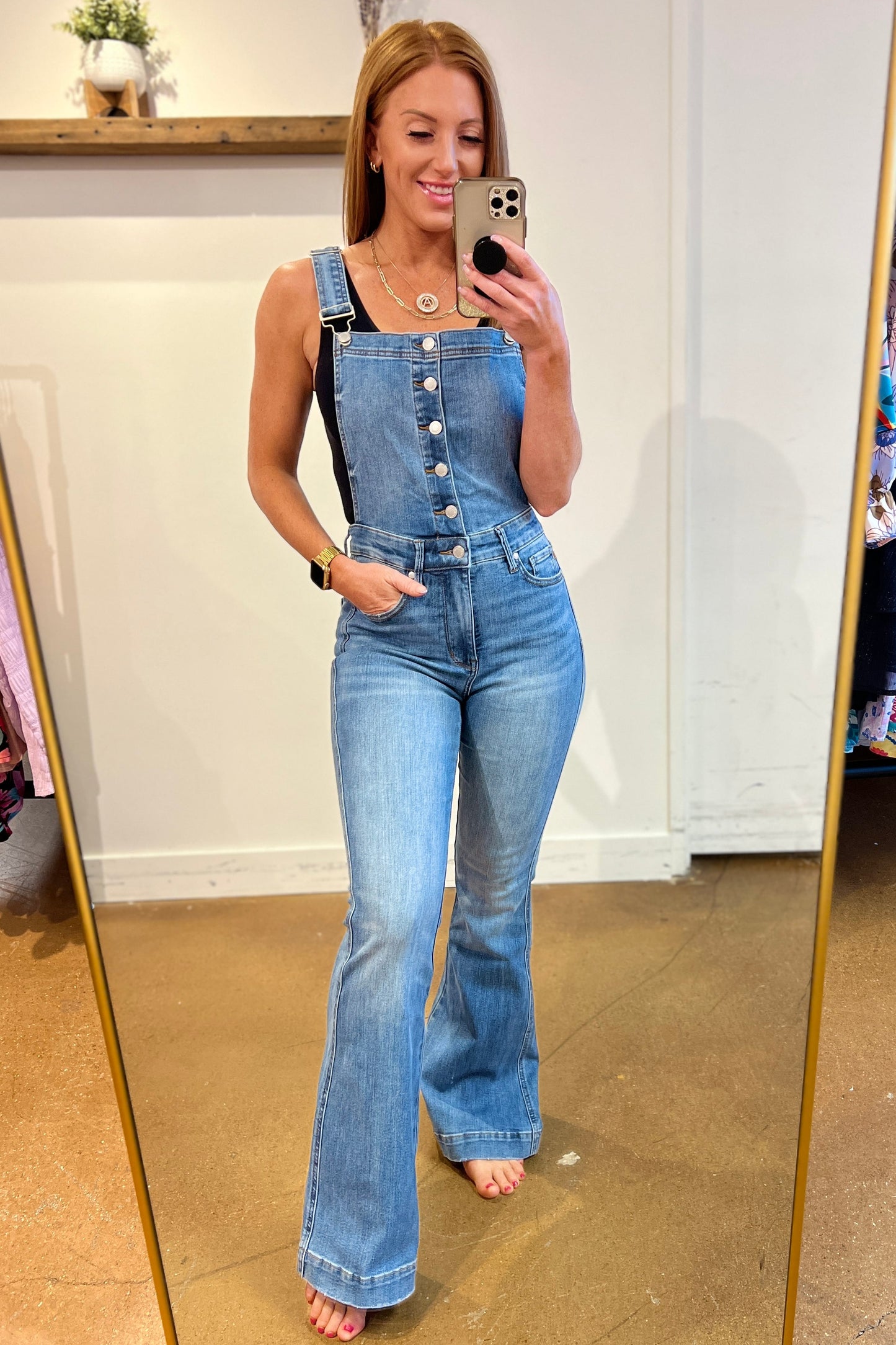 TUMMY CONTROL - Izzy Retro Flare Overalls - Judy Blue