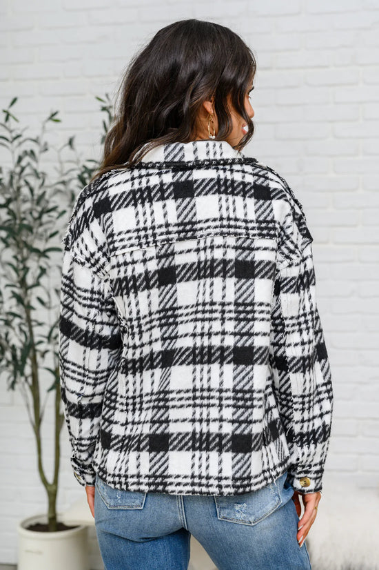 Kate Plaid Jacket in Black & White - JODIFL