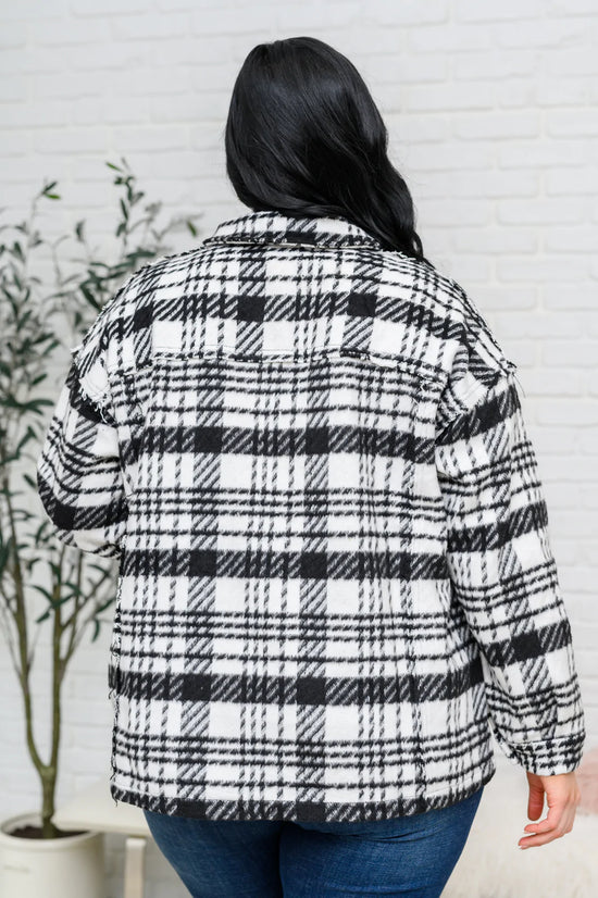 Kate Plaid Jacket in Black & White - JODIFL