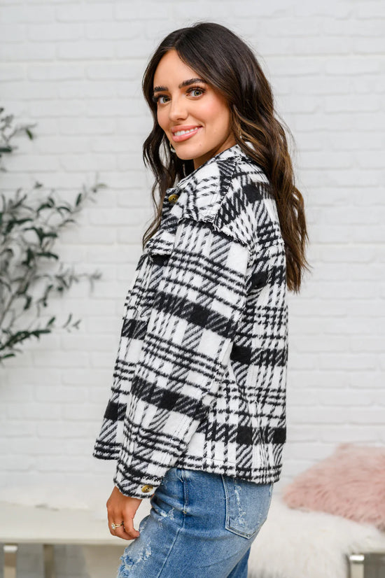 Kate Plaid Jacket in Black & White - JODIFL