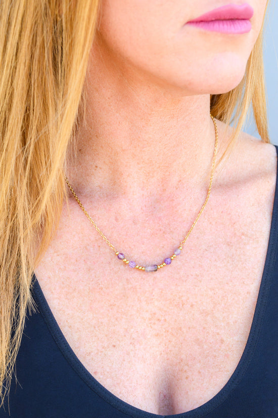 Lavender Moments Beaded Necklace - 18K Gold