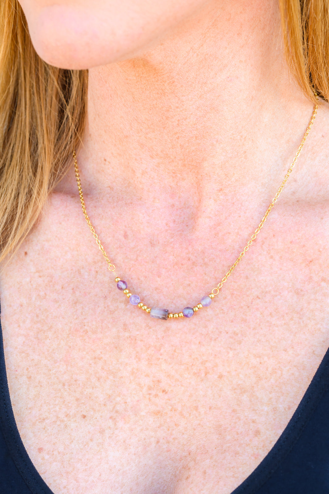 Lavender Moments Beaded Necklace - 18K Gold