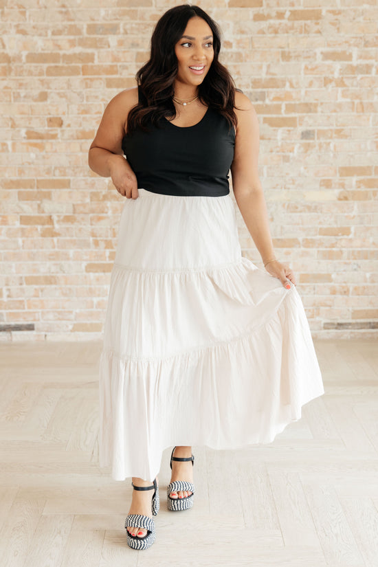 Let It Begin Tiered Maxi Skirt - White Birch