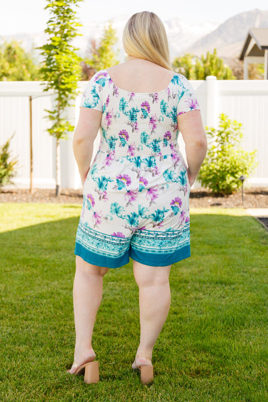 Little Boho Moment Floral Romper - White Birch