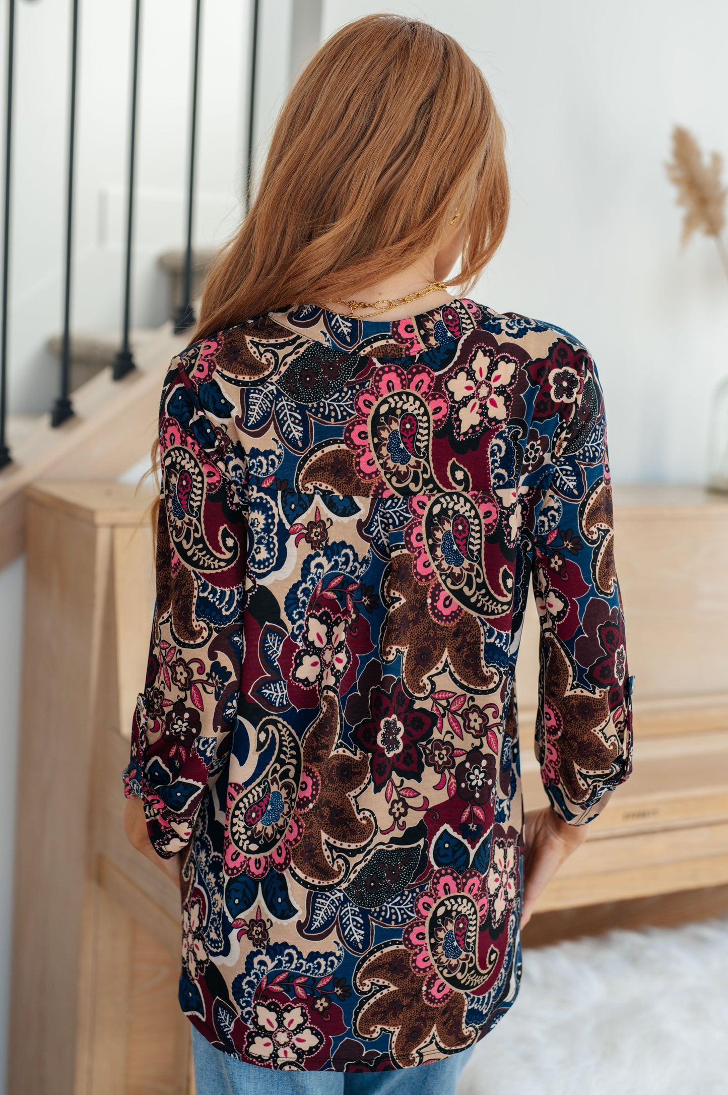 Little Lovely Blouse in Wine Paisley - Dear Scarlett