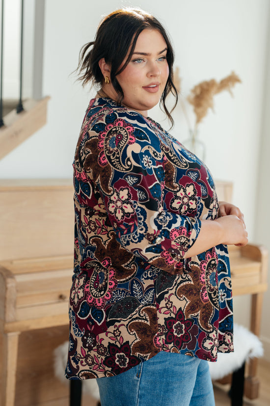 Little Lovely Blouse in Wine Paisley - Dear Scarlett