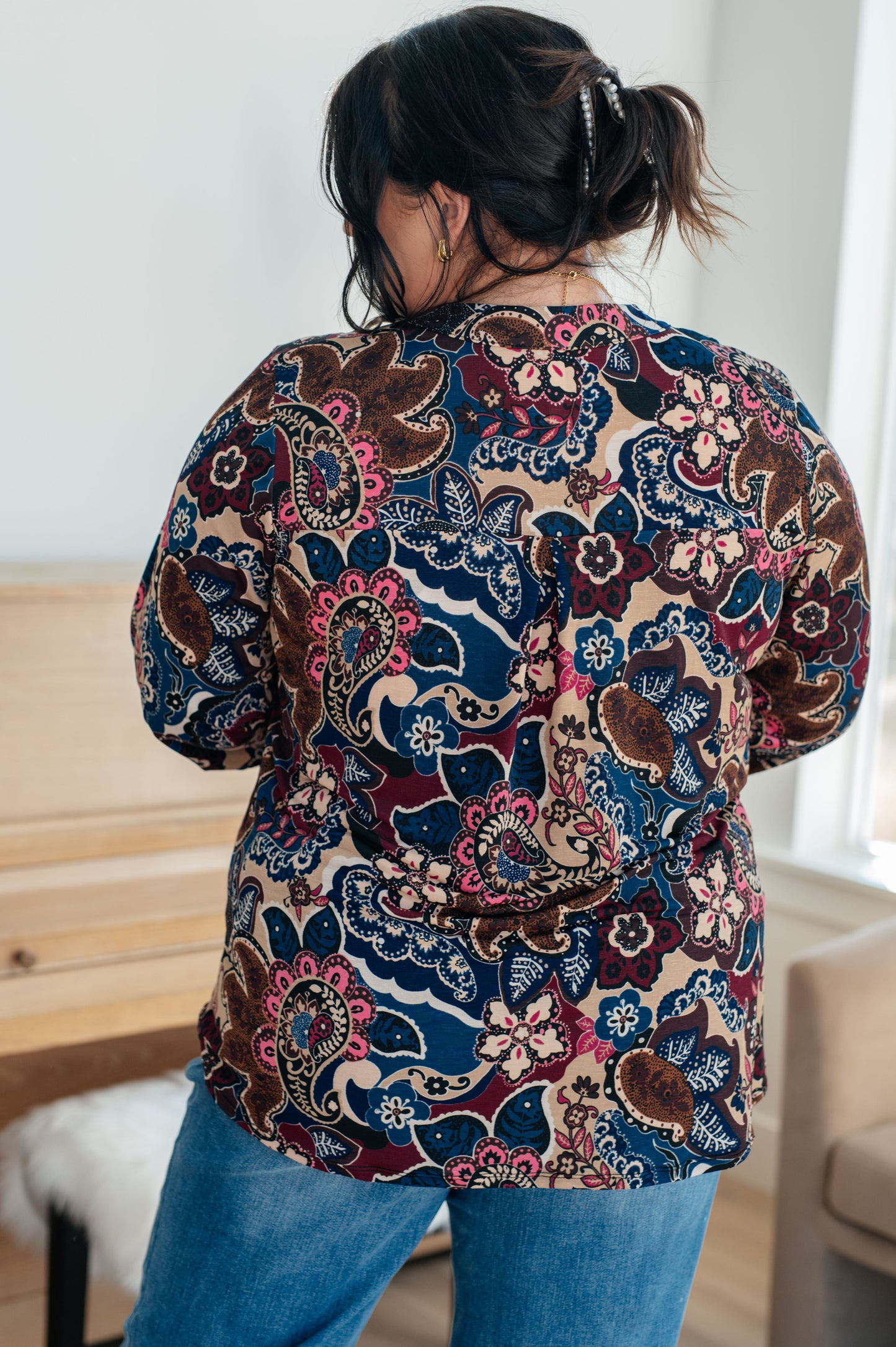 Little Lovely Blouse in Wine Paisley - Dear Scarlett