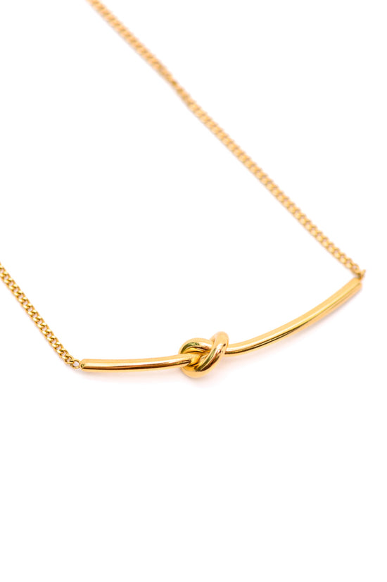 Love Knot Bar Necklace - 18K Gold