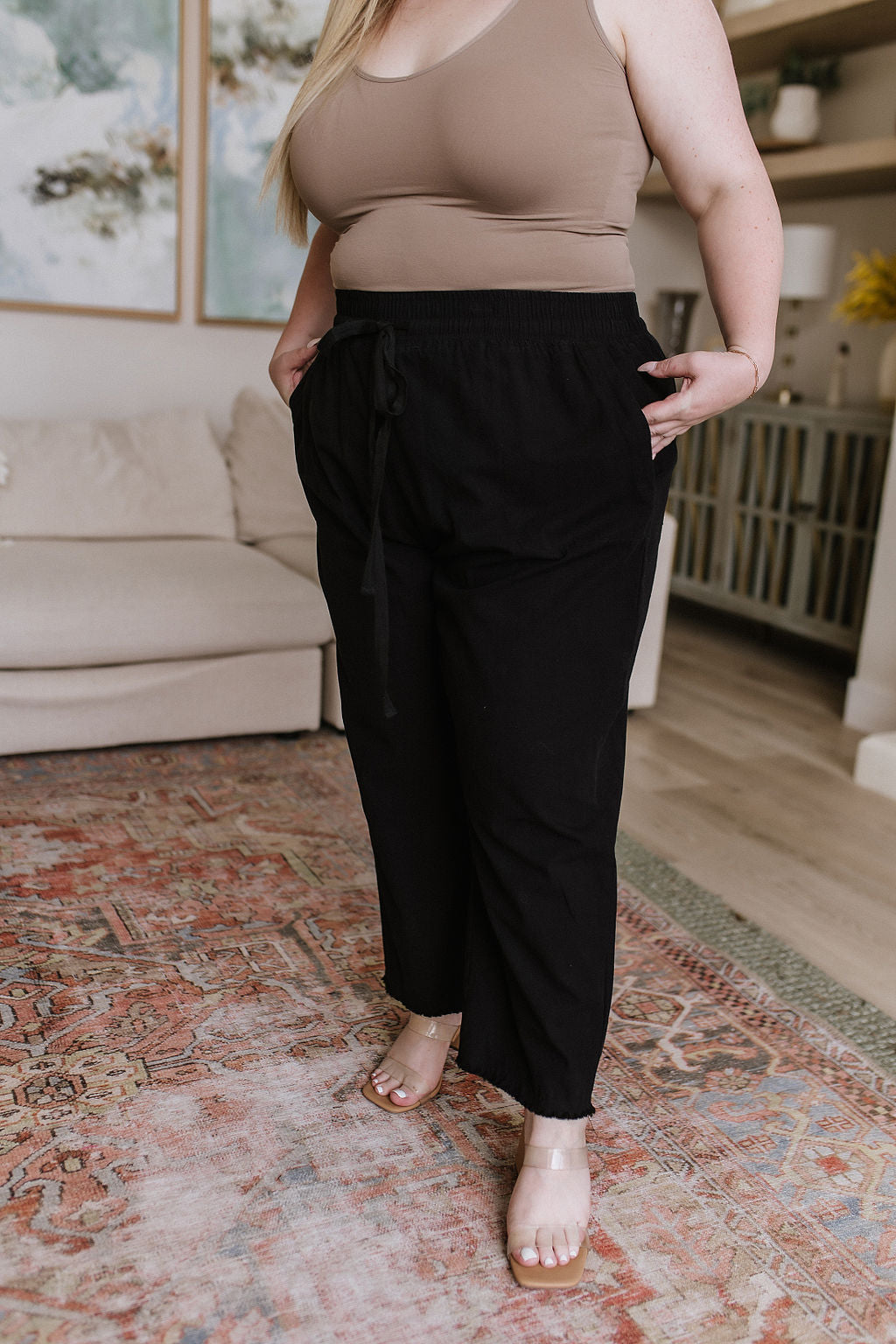 Love Me Dearly High Waisted Pants in Black - Cotton Bleu