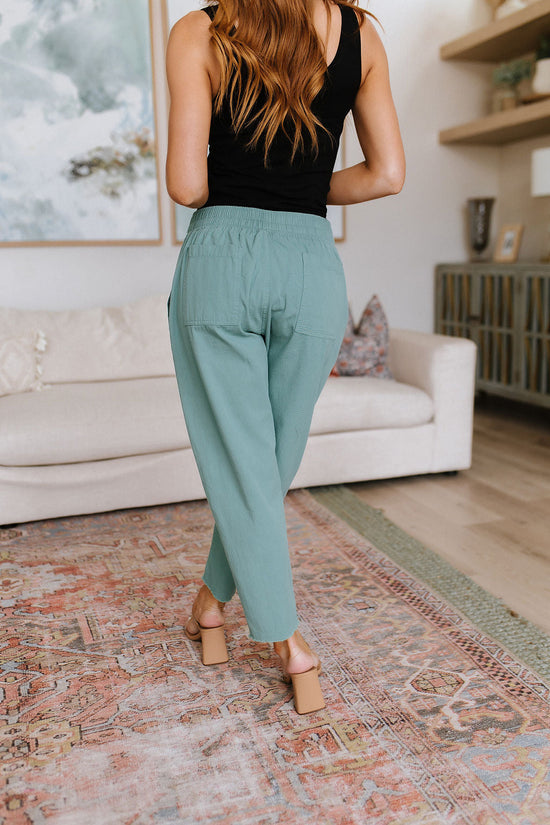 Love Me Dearly High Waisted Pants in Jade - Cotton Bleu