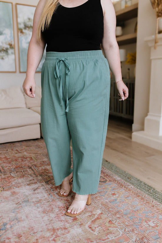 Love Me Dearly High Waisted Pants in Jade - Cotton Bleu