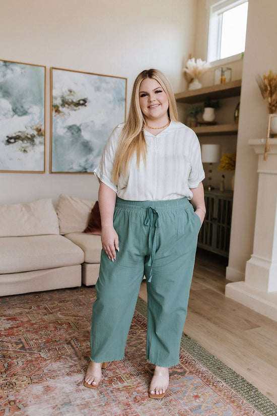 Love Me Dearly High Waisted Pants in Jade - Cotton Bleu