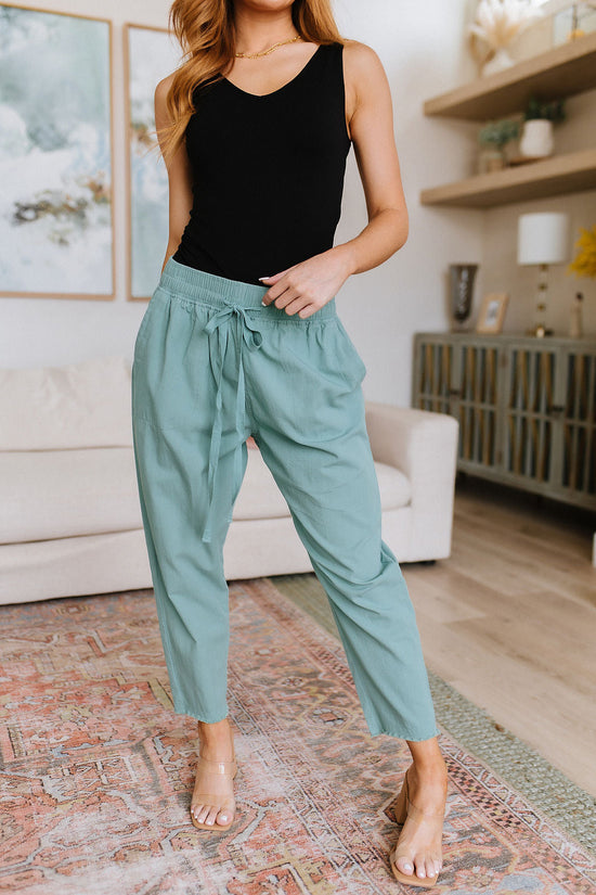 Love Me Dearly High Waisted Pants in Jade - Cotton Bleu