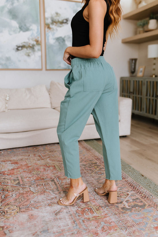 Love Me Dearly High Waisted Pants in Jade - Cotton Bleu