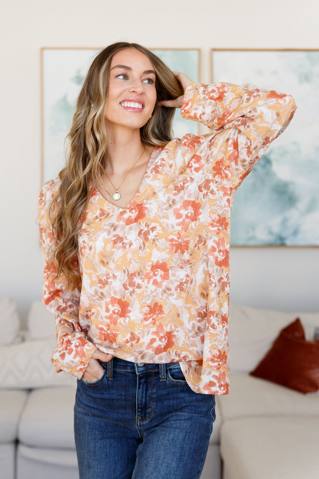 Marigold Dreams Floral Blouse - Emily Wonder