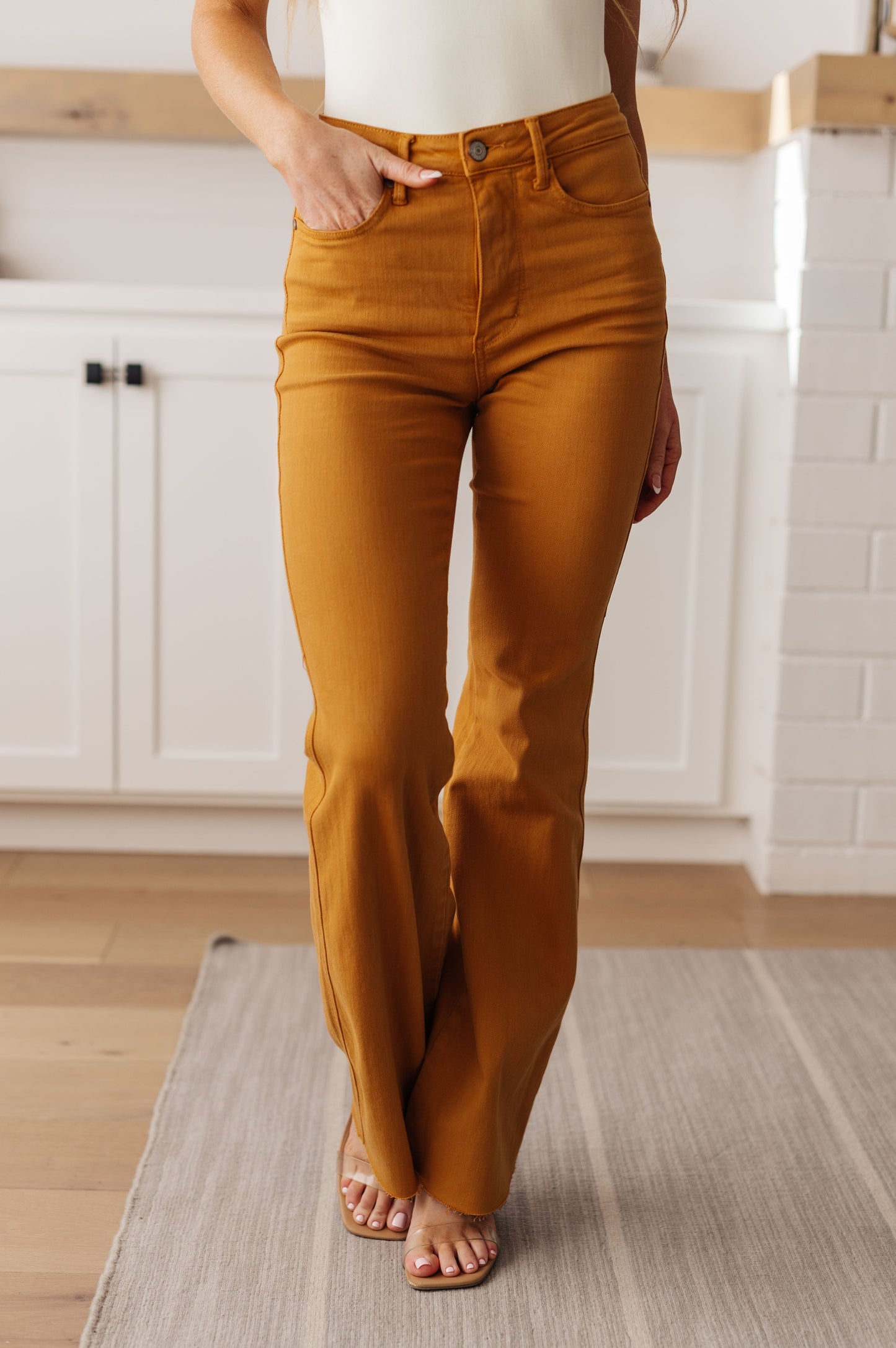 TUMMY CONTROL: Melinda High Rise Flare Jeans in Marigold - Judy Blue