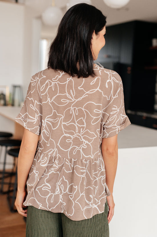 Mocha Petals V-Neck Top - Mittoshop