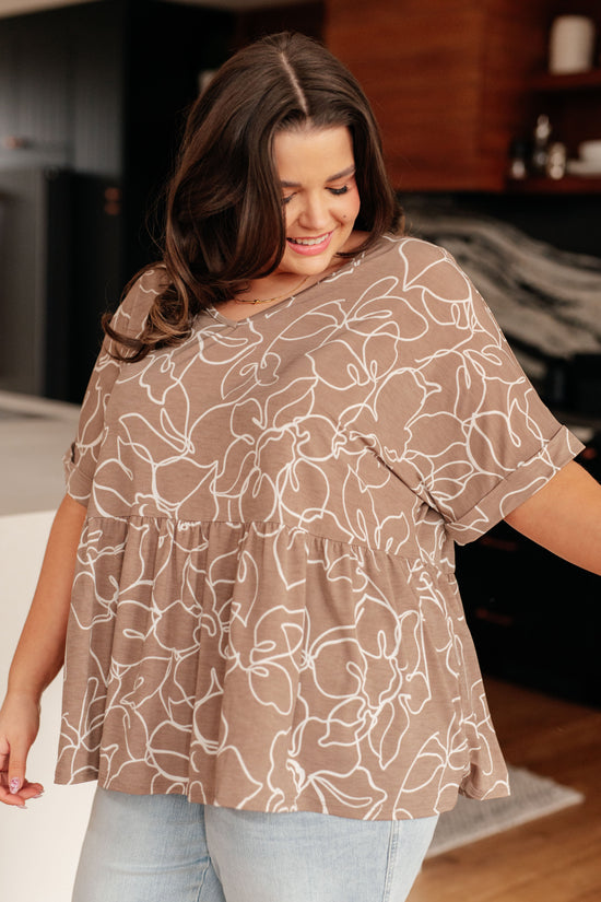 Mocha Petals V-Neck Top - Mittoshop