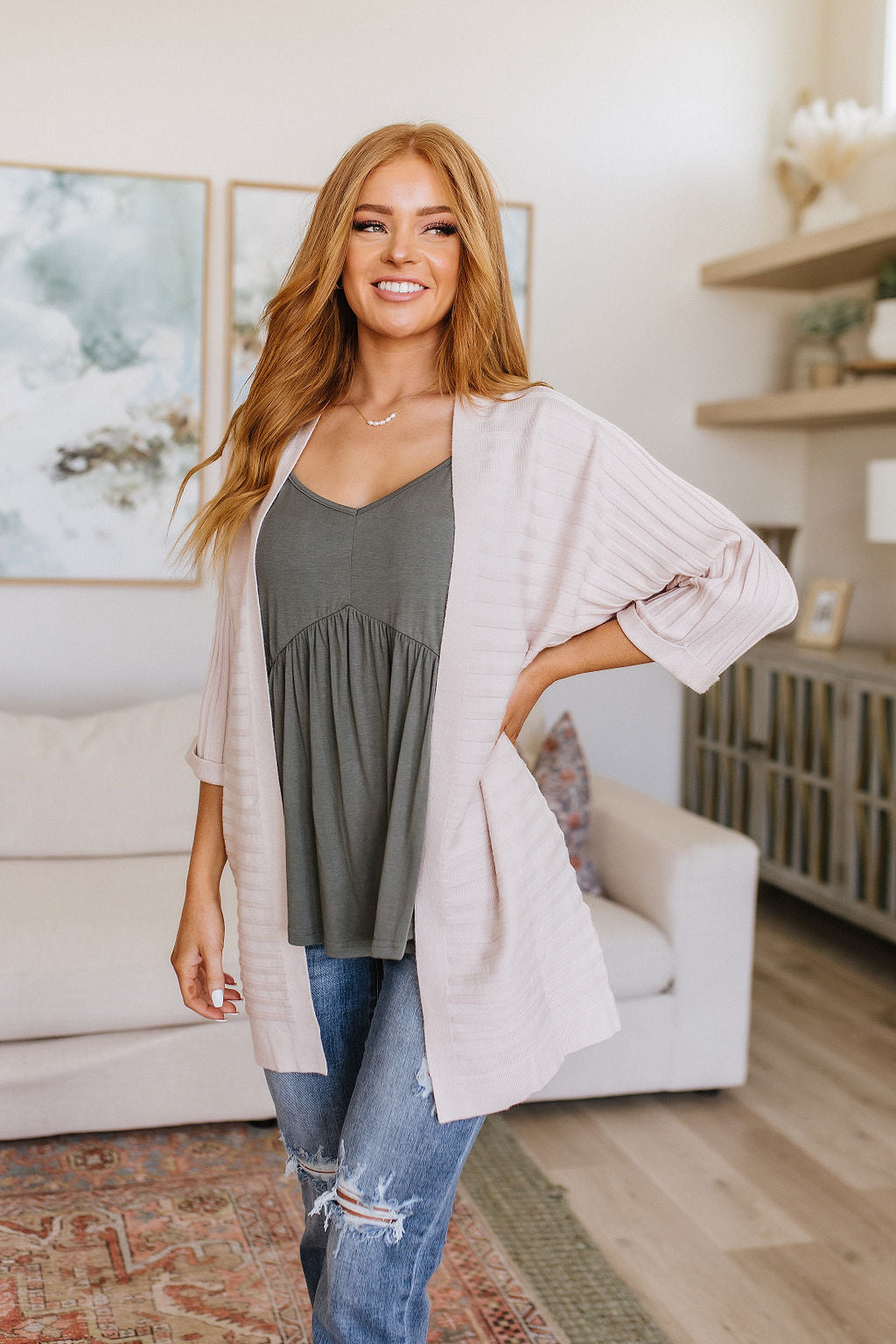 Never Not Loving V-Neck Cami in Gray Green - Mittoshop