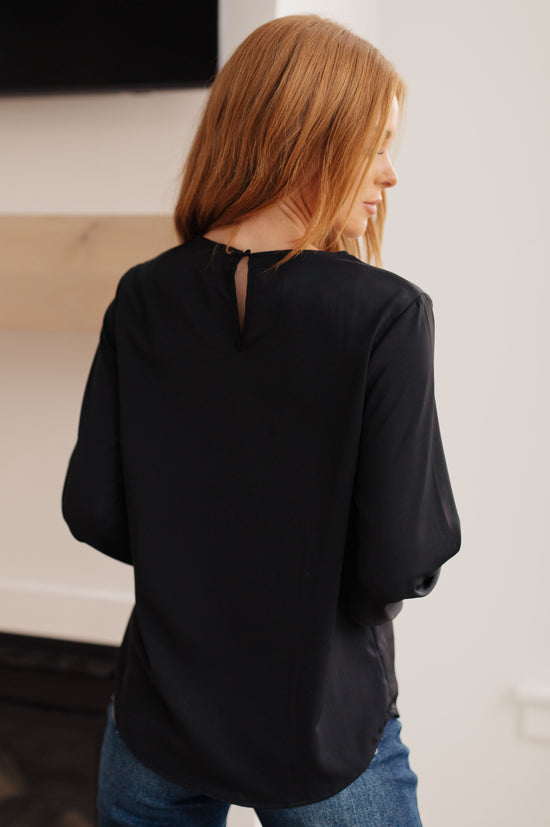 Peaceful Moments Smocked Sleeve Blouse in Black - One Eleven North