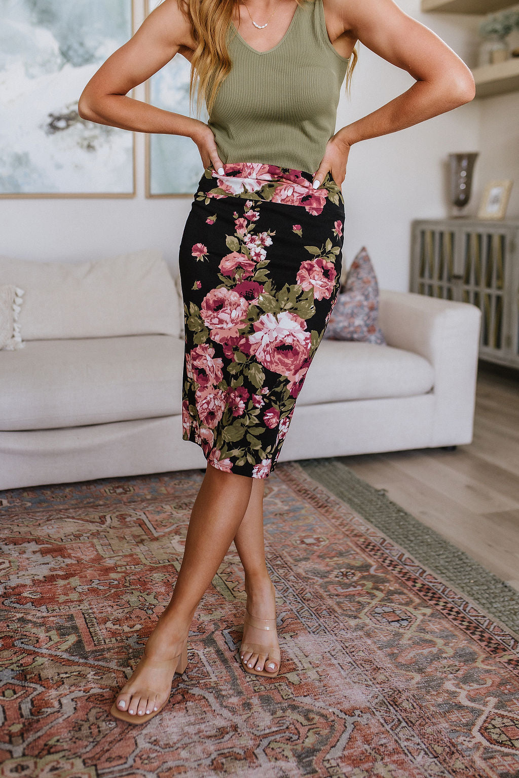 Perfectly Pristine Floral Pencil Skirt - Now N Forever