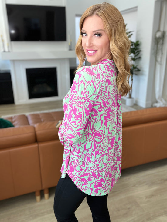 Lizzy Top in Emerald Pink Floral - Dear Scarlett