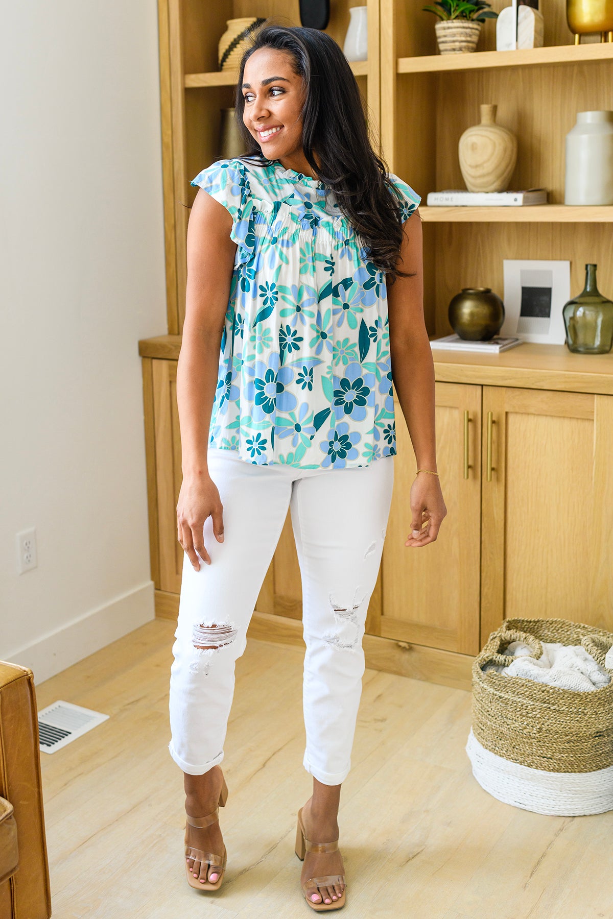 Mid-Rise Boyfriend Destroyed White Jeans - Judy Blue